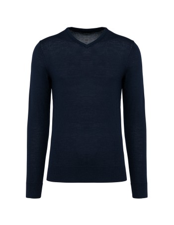 Jersey lana merina cuello de pico hombre 2