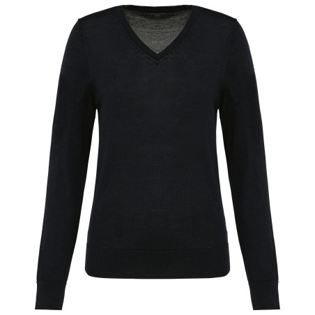 Jersey lana merina cuello de pico mujer