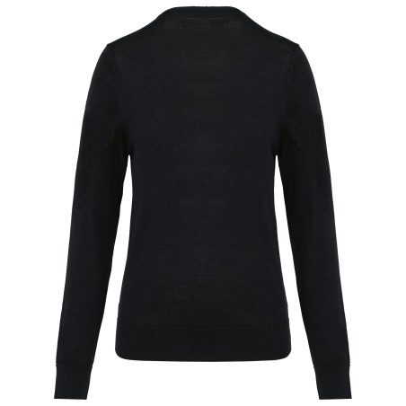 Jersey lana merina cuello de pico mujer