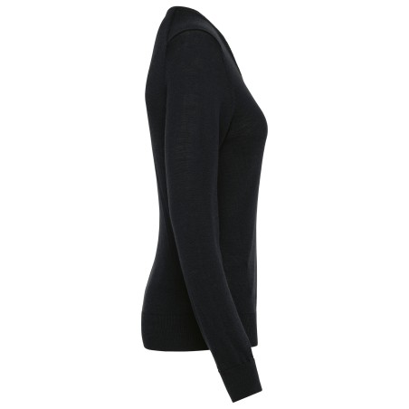 Jersey lana merina cuello de pico mujer
