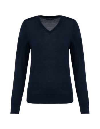 Jersey lana merina cuello de pico mujer 2