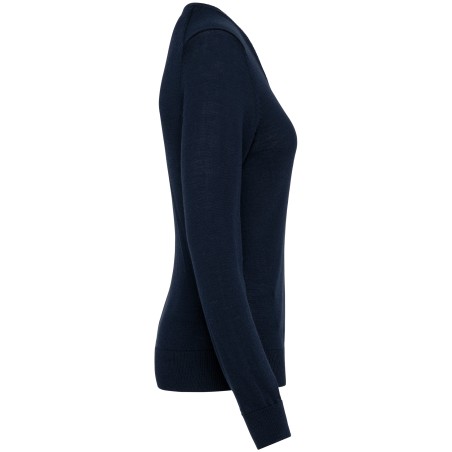 Jersey lana merina cuello de pico mujer