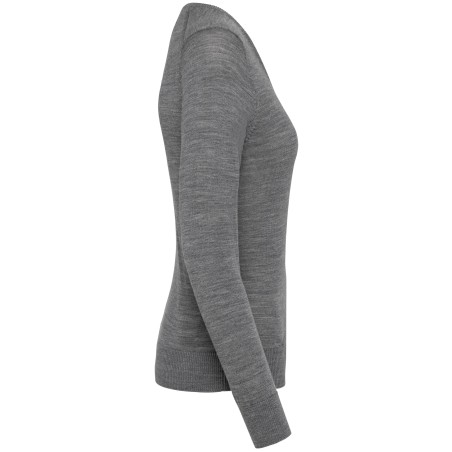 Jersey lana merina cuello de pico mujer