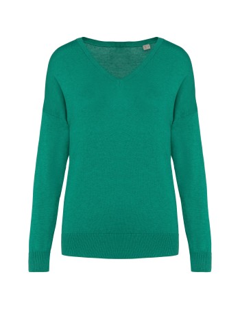 Jersey ecorresponsable cuello de pico de lyocell mujer 2