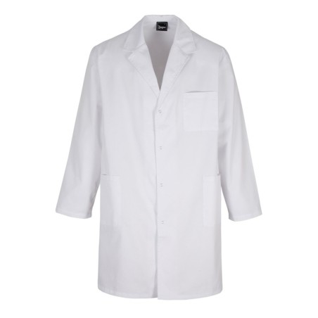 BATA BLANCA DE LABORATORIO CIERRE CORCHETES