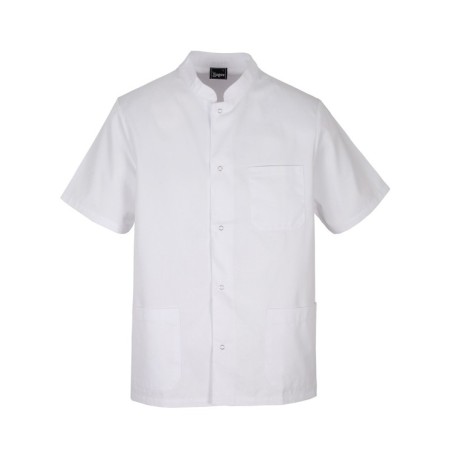 CHAQUETA BLANCA DE CUELLO MAO CON CORCHETES