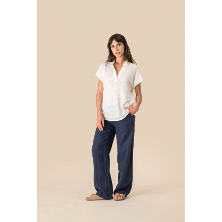 Ladies’ linen polo shirt