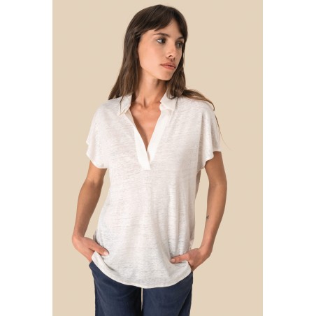 Ladies’ linen polo shirt