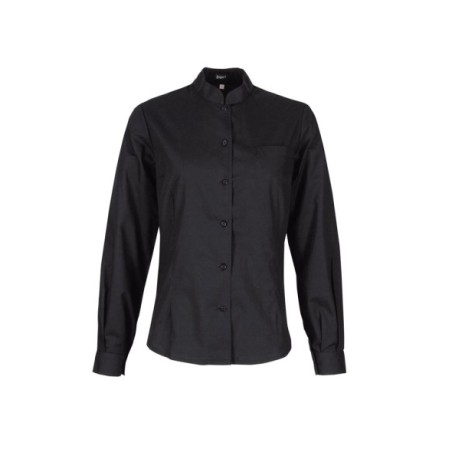 CAMISA NEGRA MUJER MAO HOSTELERÍA MANGA LARGA 