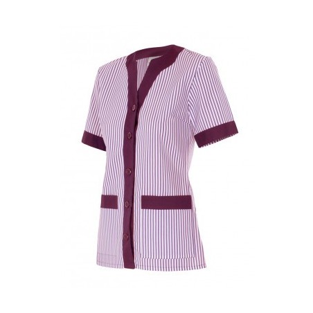 CHAQUETA DE LIMPIEZA A RAYAS MUJER CUELLO PICO