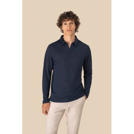 Polo manga larga de lino hombre