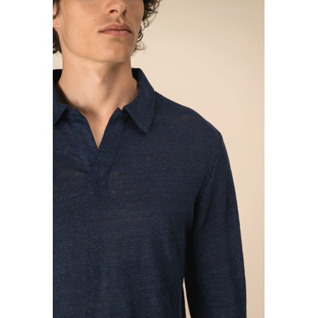 Polo manga larga de lino hombre