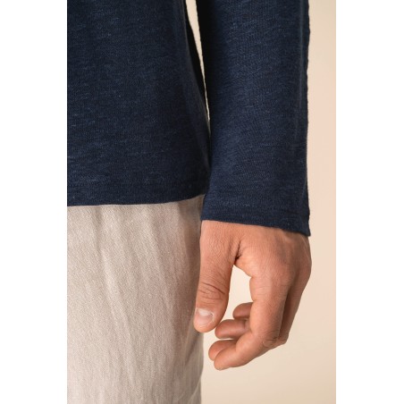 Polo manga larga de lino hombre