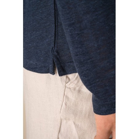 Polo manga larga de lino hombre