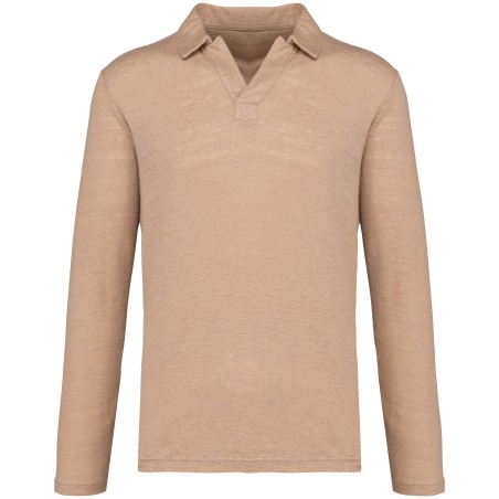 Polo manga larga de lino hombre