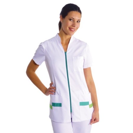 CHAQUETA CUELLO MAO CON CONTRASTES