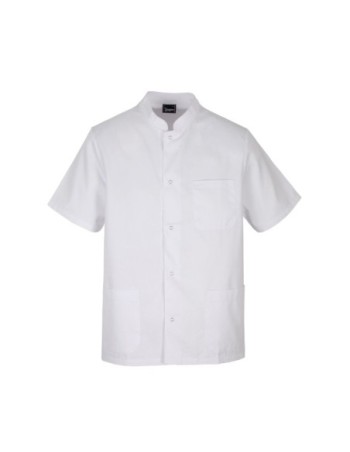 CHAQUETA BLANCA DE CUELLO MAO CON CORCHETES