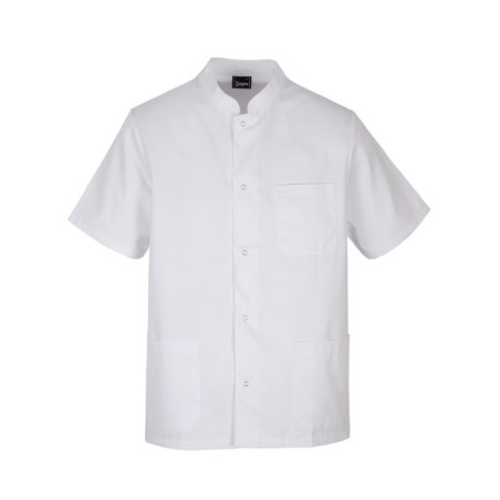 CHAQUETA BLANCA DE CUELLO MAO CON CORCHETES