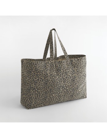 Oversized tote bag in leopard print canvas 2