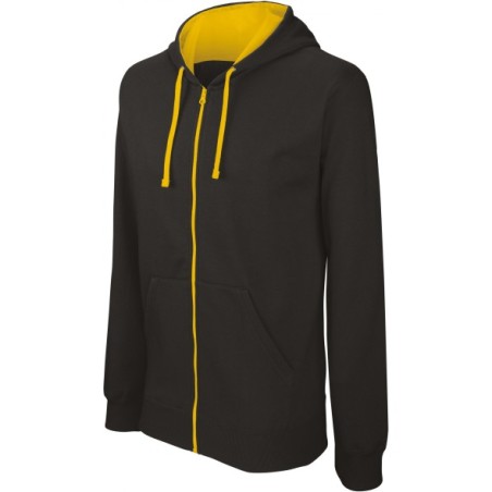 SUDADERA BICOLOR CAPUCHA Y CREMALLERA