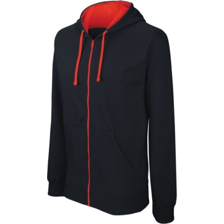 SUDADERA BICOLOR CAPUCHA Y CREMALLERA