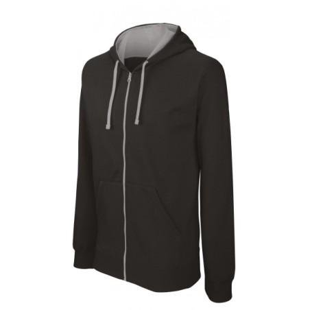 SUDADERA BICOLOR CAPUCHA Y CREMALLERA