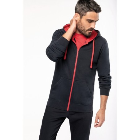 SUDADERA BICOLOR CAPUCHA Y CREMALLERA