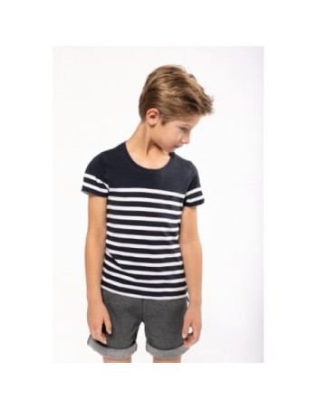 Camiseta marinera cuello redondo algodón orgánico niños