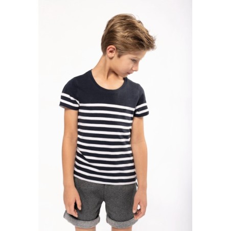 Camiseta marinera cuello redondo algodón orgánico niños