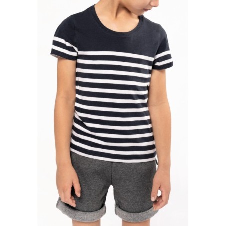 Camiseta marinera cuello redondo algodón orgánico niños