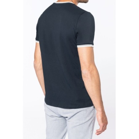 Camiseta de punto piqué con cuello redondo de hombre