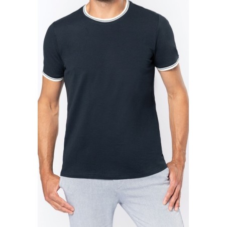 Camiseta de punto piqué con cuello redondo de hombre