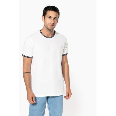 Camiseta de punto piqué con cuello redondo de hombre