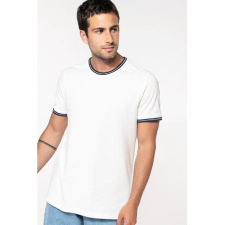 Camiseta de punto piqué con cuello redondo de hombre