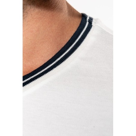 Camiseta de punto piqué con cuello redondo de hombre