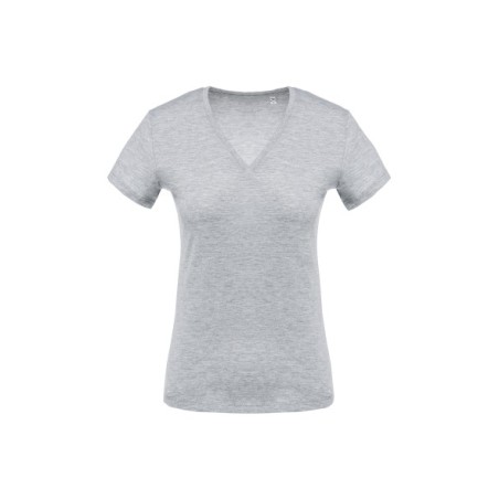 Camiseta con cuello de pico manga corta de mujer