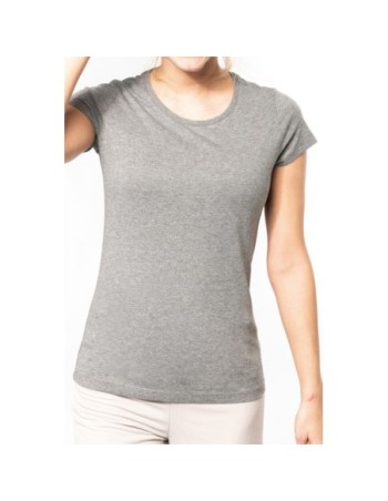 Camiseta de algodón orgánico cuello redondo de mujer