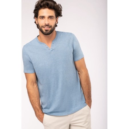 Camiseta Henley ecorresponsable manga corta - 140 g