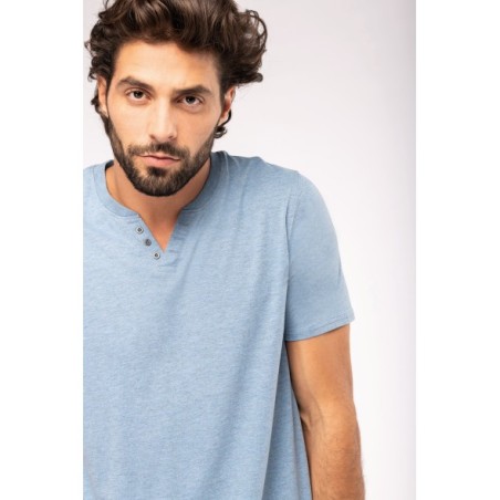 Camiseta Henley ecorresponsable manga corta - 140 g