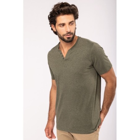 Camiseta Henley ecorresponsable manga corta - 140 g