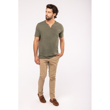 Camiseta Henley ecorresponsable manga corta - 140 g