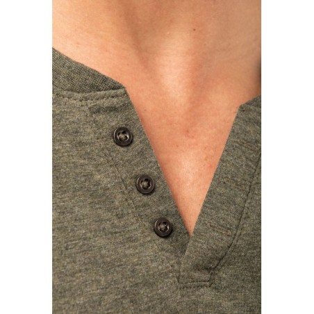 Camiseta Henley ecorresponsable manga corta - 140 g