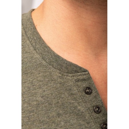 Camiseta Henley ecorresponsable manga corta - 140 g