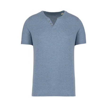 Camiseta Henley ecorresponsable manga corta - 140 g