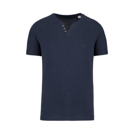 Camiseta Henley ecorresponsable manga corta - 140 g