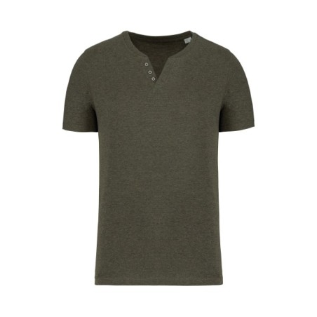 Camiseta Henley ecorresponsable manga corta - 140 g