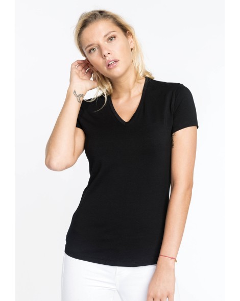 CAMISETA MUJER MANGA CORTA CUELLO PICO