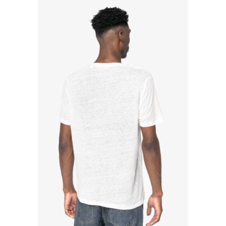 Camiseta lino cuello redondo hombre