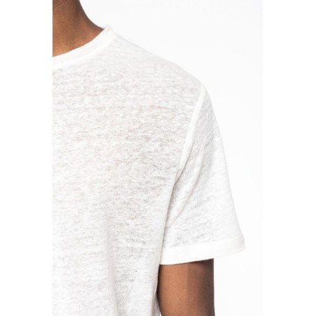 Camiseta lino cuello redondo hombre