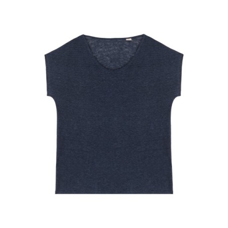 Camiseta lino cuello redondo mujer